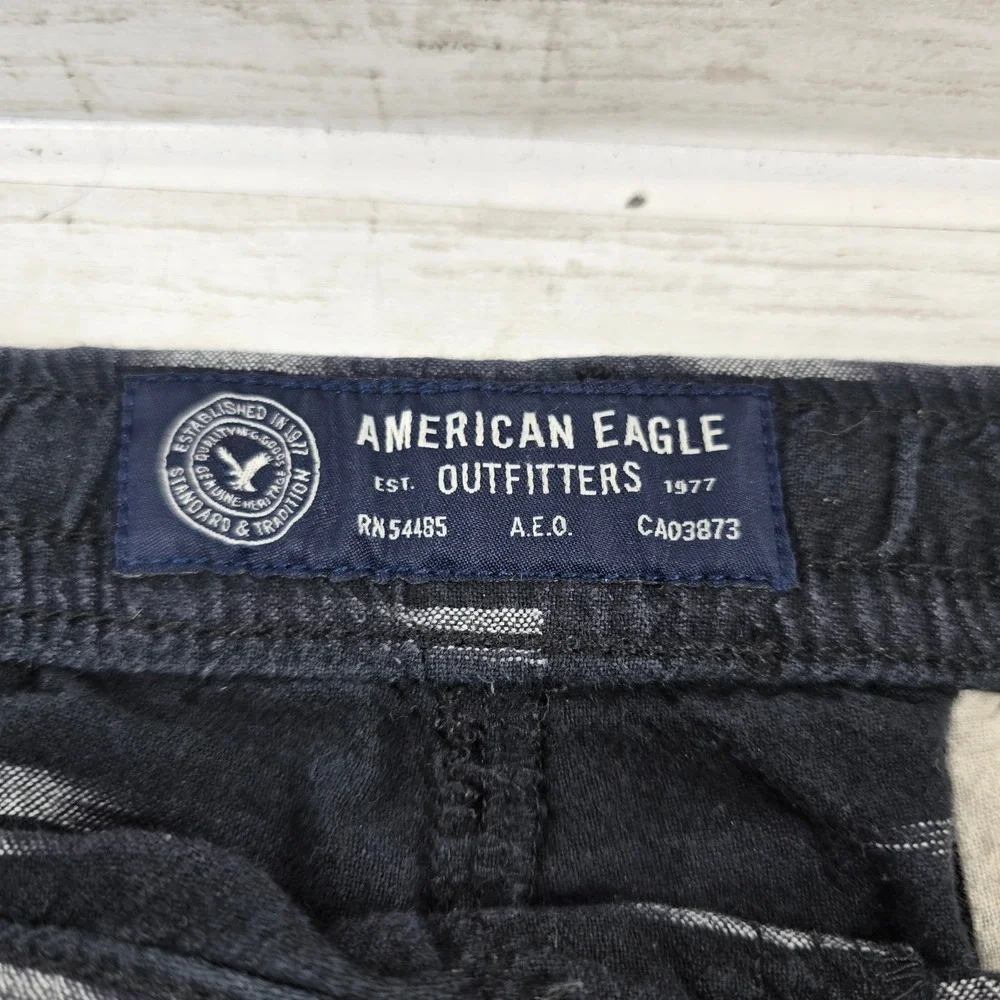 American Eagle Outfitters Mens XL Navy Blue Ikat Dash Cotton Lounge Shorts